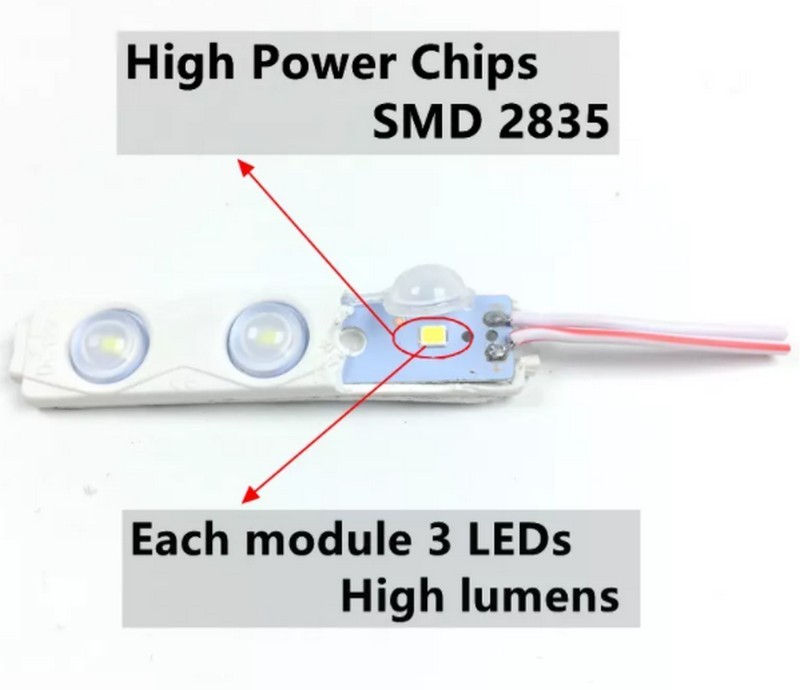 ac110v ac220v module 2w injection 2835 3 led light lens waterproof led module 3